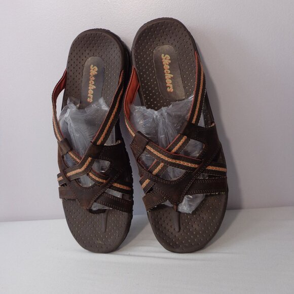 Skechers Shoes - Skechers Reggae Soundstage Brown Casual Flip Flop Comfort Slides Womens Size 10